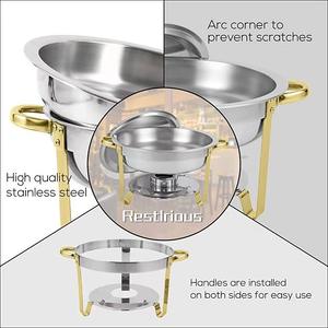201 Stainless Steel Alcohol-<b>Fueled</b> Buffet Food Warmer 4.5L/8L Gold Silver Round <b>Chafing</b> Dish Hotel Restaurant - Product Image 2