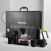 Set Profesional para Preparar Café con Estuche de Cuero, Gotero Octagonal de Cerámica, Hervidor Eléctrico, Báscula, Kit Completo para Barista
