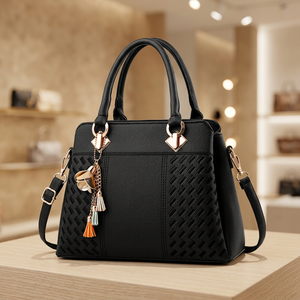 BS INTERNATIONAL Cow Leather Ladies <b>Clutch</b> Classic Design Zipper Closure Two Shoulder/Cross-Body Straps Fashionable Waterproof - Product Image 2