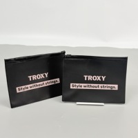 Sacs à fermeture éclair en PVC noir personnalisés avec logo imprimé en gros, pochettes d'emballage réutilisables pour bijoux et accessoires, pochettes étanches à fermeture éclair