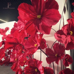 Handmade <span class=keywords><strong>Red</strong></span> Roselle Nhân Tạo Hoa Giấy Cho Năm Mới Tổ Chức Sự Kiện Trang Trí Khổng Lồ Hoa Giáng Sinh Trở Lại Trường Trung Quốc Năm Mới - Product Image 3