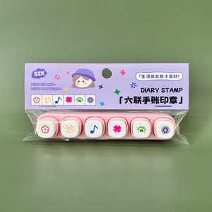 แสตมป์หมึกพลาสติกทรงกลม 6 สี ดีไซน์สีสันสดใส แบบกำหนดเองได้ ลายมินิ สำหรับตกแต่งสมุดบันทึกและสำนักงาน - Product Image 3