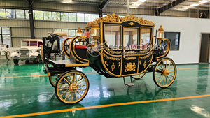 Carruaje Real de Estilo Europeo - Combinación de Colores Negro y Dorado - Eléctrico - Carruaje para Bodas - Carruaje Real - Product Image 6