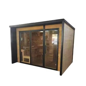 Oem/ODM của nhà máy truyền thống ngoài trời phòng tắm hơi phòng 4-6 người công suất siêu không thấm nước tuyết tùng đỏ Bộ dụng cụ bằng gỗ khô hơi nước chức năng - Product Image 5