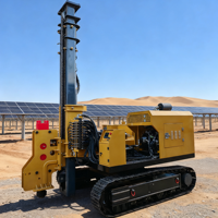 Pilonneuse solaire avec moteur et pompe de 61 kW, fonction de mise à niveau à une touche. Même sur les pentes, le mât peut être vertical en un clic