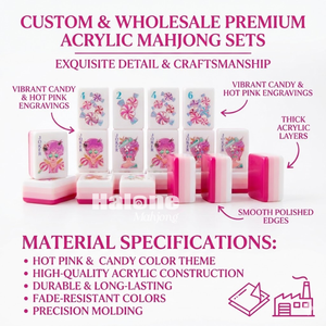 Ensemble de Mahjong américain de luxe rose vif à 4 couches, 160 tuiles de Mahjong, design moderne, matériau acrylique durable pour les jeux d'échecs - Product Image 2