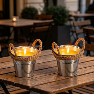 Bougie d'extérieur artisanale en pot métallique pour répulsif anti-moustiques, idéale pour les fêtes - Product Image 5