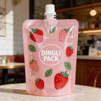 Pochette souple personnalisée avec bec verseur, sachet alimentaire pour jus sucré, emballage liquide de qualité alimentaire avec bouchon à vis