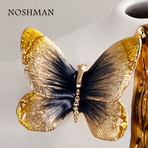 सोने की सजावटी तितली नॉर्डिक फूलदान गृह सजावट स्टैंड शादी की मेज सजावट सिरेमिक फूल फूलदान - Product Image 3