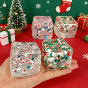 Nuevo Juguete Antiestrés de Malta Colorida en Forma de Cubo de Hielo Navideño, Bola Sensorial Transparente para Aliviar el Estrés - Product Image 1