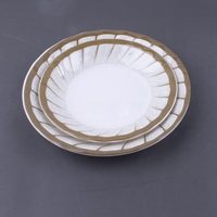 Vente en gros de plats et assiettes personnalisés Assiette à soupe aux fruits en plastique écologique Assiette à dîner en mélamine à rayures brunes pour restaurant