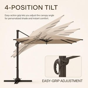 Sombrilla de Patio Cantilever de 10' x 10' con Base Incluida, Sombrilla Cuadrada Grande de Aluminio para Exteriores con Rotación de 360 Grados - Product Image 3