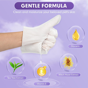 Sinh Thái Thân Thiện Hữu Cơ Rử<span class=keywords><strong>a</strong></span> Miễn Phí Chó Và Mèo Pet Làm Sạch Khăn Lau Ướt Găng Tay Găng Tay Với Drop Shipping Nhự<span class=keywords><strong>a</strong></span> - Product Image 2