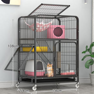 Ağır büyük katlanabilir Metal kedi yavru gelincik kafes 360 döner tekerlekler muhafaza ile evcil hayvan oyun parkı rampa merdivenler hamak - Product Image 5