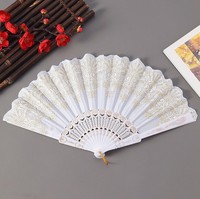 Abanico Plegable Español de Encaje Floral Vintage Personalizado, Abanico de Mano de Plástico para el Verano, Regalo de Cumpleaños para Niña, Regalo de Boda