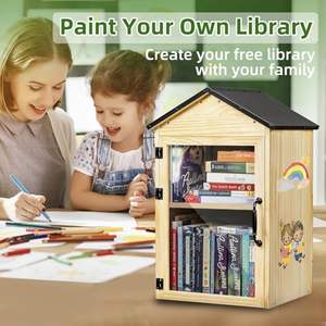 Pequeña Biblioteca de 2 Niveles para Vecindarios, Escuelas Comunitarias, Madera Maciza Resistente a la Intemperie con Estante Ajustable y Bisagras Resistentes a la Oxidación - Product Image 3