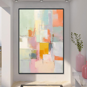 Arte Original pintado a mano moderno abstracto minimalista colorido pintura al óleo lienzo Extra grande pintura a mano para Hotel - Product Image 3