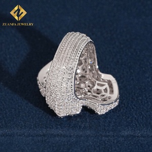 Anillo de cruz Iced Out con diamantes cultivados en laboratorio redondos y baguette, plata S925, joyería hip hop para hombre, anillo religioso para hombre - Product Image 5