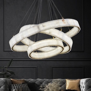 Sala de estar Villa alabastro anillo de tres niveles círculo candelabro de mármol español hoteles candelabros de anillo remoto y luces colgantes - Product Image 4