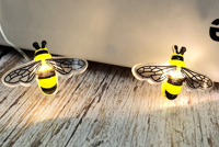Guirlande lumineuse LED rechargeable en plastique 4M motif abeille unique, blanc chaud, pour intérieur/extérieur, jardin, mariage, Noël, maison