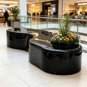 Asientos Artísticos GRC con Macetero, Muebles de Paisaje Personalizados, Asiento Público Único para Mobiliario Urbano - Product Image 2