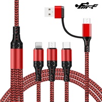 Kabel Pengisi Daya Usb Cepat 5 Dalam 1, Kabel Nilon 3A 5 Dalam 1 Tipe C Ke 8pin PD Mikro Kualitas Tinggi