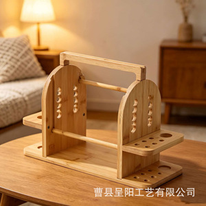 Wooden Yarn Spool Stand Desktop Knitting Tool With <b>Hooks</b> And Yarn Storage For <b>Crochet</b> And Knitting Projects - Product Image 4