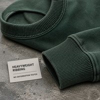 Sweat-shirt vert délavé à col rond avec poche poitrine, coupe décontractée, style streetwear, pull décontracté pour homme, vente en gros, commande en gros