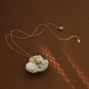 Collar de moda de acero inoxidable chapado en oro de 18k al por mayor, con colgante de estrella de moda, cadena de eslabones con engaste de garra, 18 pulgadas, para fiesta de mujer - Product Image 6