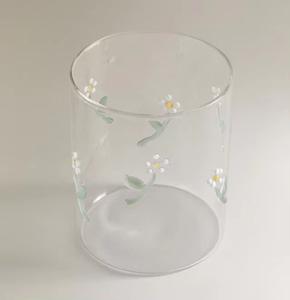 Bicchiere in Vetro Trasparente con Motivo Floreale Dipinto a Mano, Personalizzabile, per <span class=keywords><strong>Caffè</strong></span> Freddo e Succhi - Product Image 2