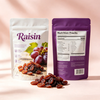 Sachet en plastique personnalisé avec logo pour fruits secs, emballage alimentaire sec, sachet en plastique pour raisins, vente en gros