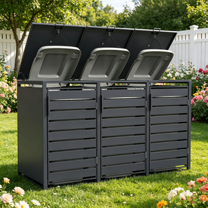 <span class=keywords><strong>Abri</strong></span> pour <span class=keywords><strong>poubelles</strong></span> extérieures en aluminium moderne, anti-rouille, triple, pour <span class=keywords><strong>3</strong></span> <span class=keywords><strong>poubelles</strong></span>, pour bâtiments résidentiels - Product Image 1