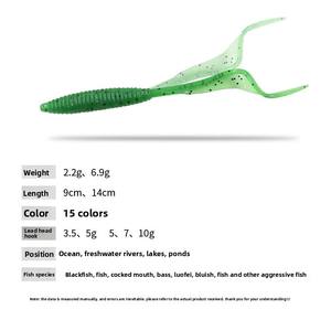 Vente en gros d'appâts lumineux en plastique pour ver de carpe 9cm 14cm <span class=keywords><strong>leurre</strong></span> à queue unique pour la pêche en eau douce salée - Product Image 1