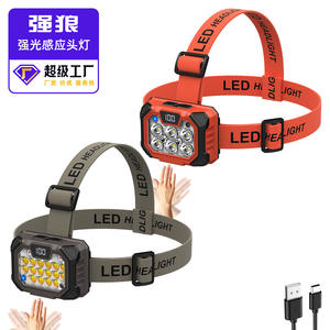 ไฟฉายคาดศีรษะแบบชาร์จไฟได้ Tiger God ความจุ 2000mAh ชาร์จผ่านพอร์ต Type-C หัวไฟหมุนได้ พร้อมหน้าจอแสดงพลังงาน สำหรับปั่นจักรยานและตกปลา - Product Image 5