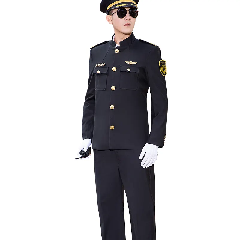 High Quality Security Guard Dress Uniform Short Sleeve Lapel Button Through Royal Blue Design Security Guard Uniform