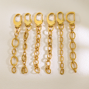 New 18K PVD Gold Plated Stainless Steel Chunky Thick Chain Multi-Specification Oval Embossed DIY Stainless Steel Keychain Gift