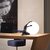Lampe de bureau humanoïde moderne nordique simple, source de lumière LED, fonction de protection des yeux, pour hôtel, café, salon, décoration, corps en résine, alimentation DC