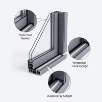 Fenêtres coulissantes horizontales en aluminium à double vitrage trempé, modernes, pour extérieur commercial, avec moustiquaire en acier inoxydable