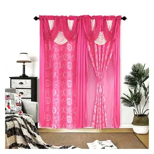Beautiful Romantic Blackout Jacquard Pink Curtains for Girl Bedroom Living Room Windows 54 x 84