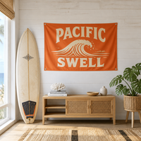 Drapeau de surf personnalisé 3x5 pieds, imprimé vagues océaniques vintage, bannière de plage en polyester, tapisserie décorative pour décoration murale intérieure et extérieure