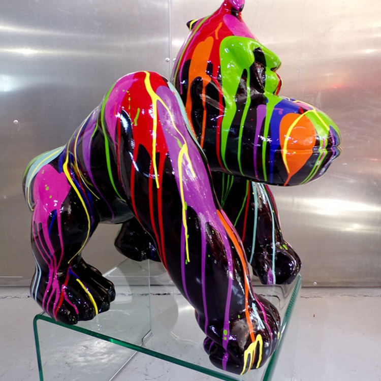 Décoration extérieure Sculpture Moderne Couleur peinture en résine Animale donkey kong gorille statue