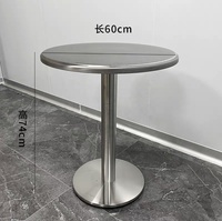 Ensemble de table et de chaises rondes en acier inoxydable de style industriel moderne, mobilier commercial pour restaurants et hôtels, cafés