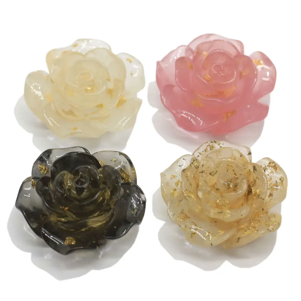 Hübsche Rose mit Pailletten gefüllt Harz Ornament Künstliche Blume DIY Mode Brosche Herstellung Haars pangen Ornament Dekor