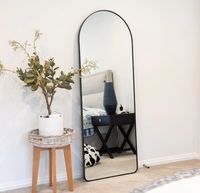 Miroirs décoratifs de style moderne, argentés, réglables, rectangulaires arrondis, pleine longueur, avec éclairage LED, pour usage commercial