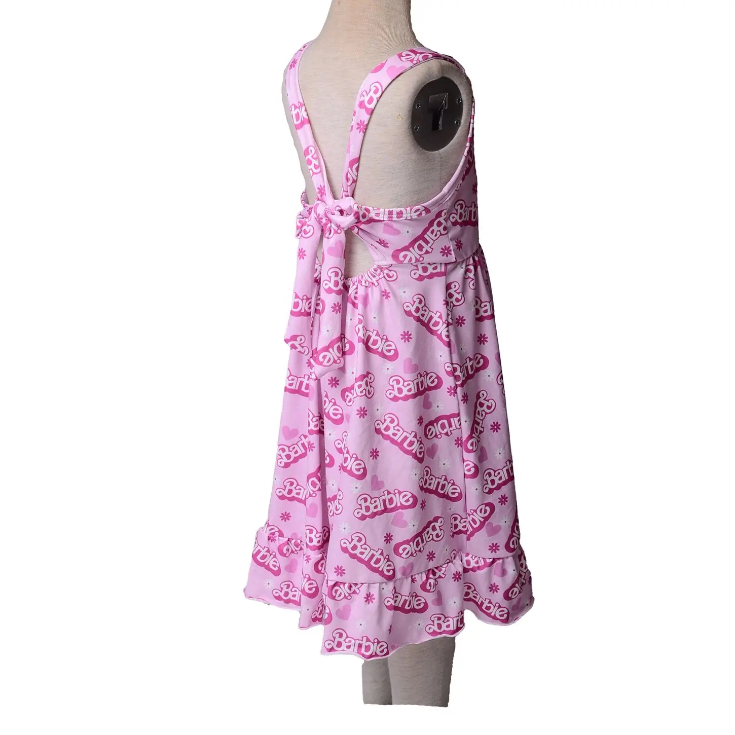 La fábrica personaliza rápidamente el vestido de niña de algodón con correa trasera ajustable de impresión