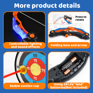 Zhorya an toàn chụp gấp cung và mũi tên bắn cung trò chơi thiết lập đồ chơi cho trẻ em với mục tiêu LED Light up săn bắn loạt đồ chơi - Product Image 5
