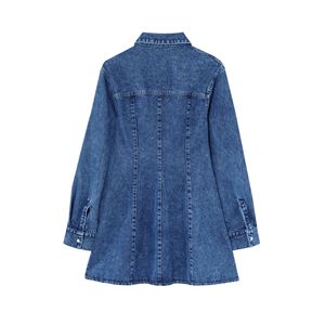 Vestido de Mezclilla de Manga Larga Estilo <span class=keywords><strong>Vintage</strong></span> <span class=keywords><strong>Chic</strong></span> para Mujer, Nuevo Modelo 2025, Moda de Verano, Estilo <span class=keywords><strong>Vintage</strong></span> <span class=keywords><strong>Chic</strong></span> con Patrón Sólido, Robe Mujer - Product Image 2