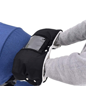 Gants de protection pour poignée de poussette, noirs, chauds, pour l'hiver, avec fenêtre transparente et doublure douce - Product Image 1