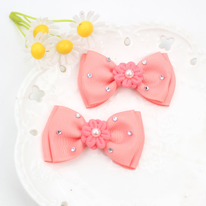 Lazos para el Cabello con Brillantes Pequeños para Niñas, para la Escuela, Fiestas, con Doble Capa de Cinta Grosgrain de Color Sólido y Perlas - Product Image 3