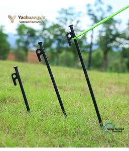 High-Strength Forged Steel Tent <b>Pegs</b> Stable <b>Camping</b> Tent <b>Pegs</b> with Hook and Hole Durable Steel <b>Pegs</b> & Mallets - Product Image 6